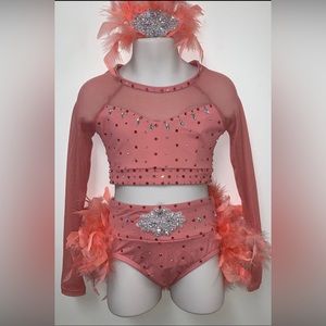 Cute and Sassy Coral-2 piece semi-custom for a solo dance at a dance competition